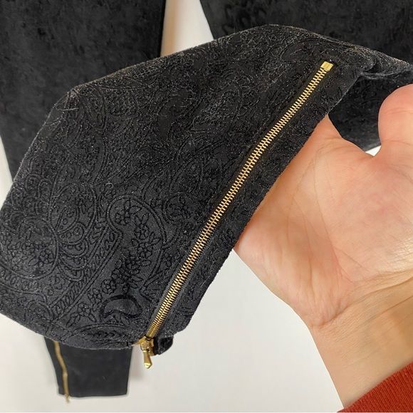 7 for all Mankind Black Paisley Shimmery Velvet Skinny Pant Size 27 - Picture 8 of 13
